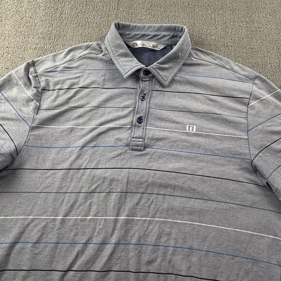 Travis Mathew Polo Shirt Medium Striped Short Sleeve Golf Golfing Casual Men's - Picture 3 of 14